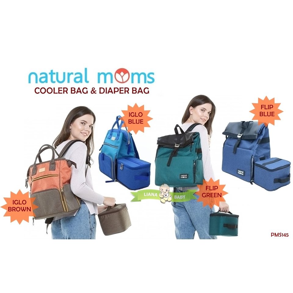 PMS145 COOLER BAG &amp; DIAPER BAG NATURAL MOMS IGLO &amp; FLIP