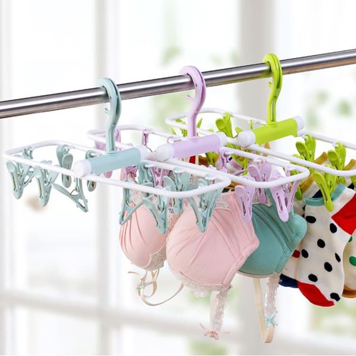 Gantungan Lipat 12 Jepitan Hanger Underwear Bra Kaos Kaki Serbaguna