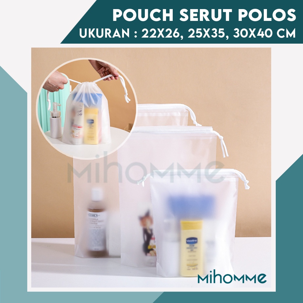 Pouch Serut Polos Storage Bag Travel Organizer Kantong Plastik Doff