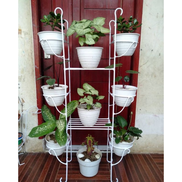 STANDING RAK POT BERTINGKAT MINIMALIS/RAK POT BUNGA BESI 6 LUBANG 2 TINGKAT