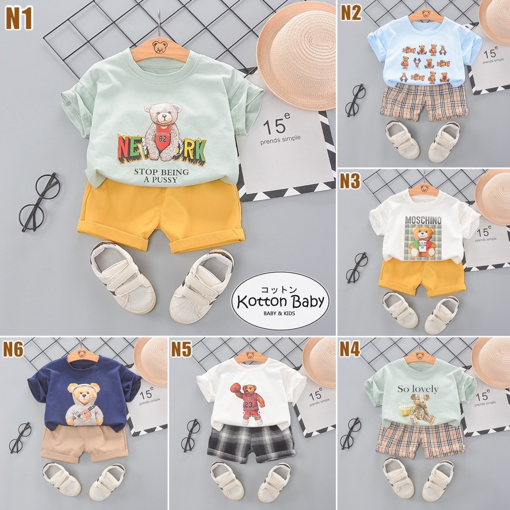 1-5thn | Setelan Tshirt + Celana (1 set) Laki-laki Bayi Anak Pakaian anak Kaos Bayi N Catalog