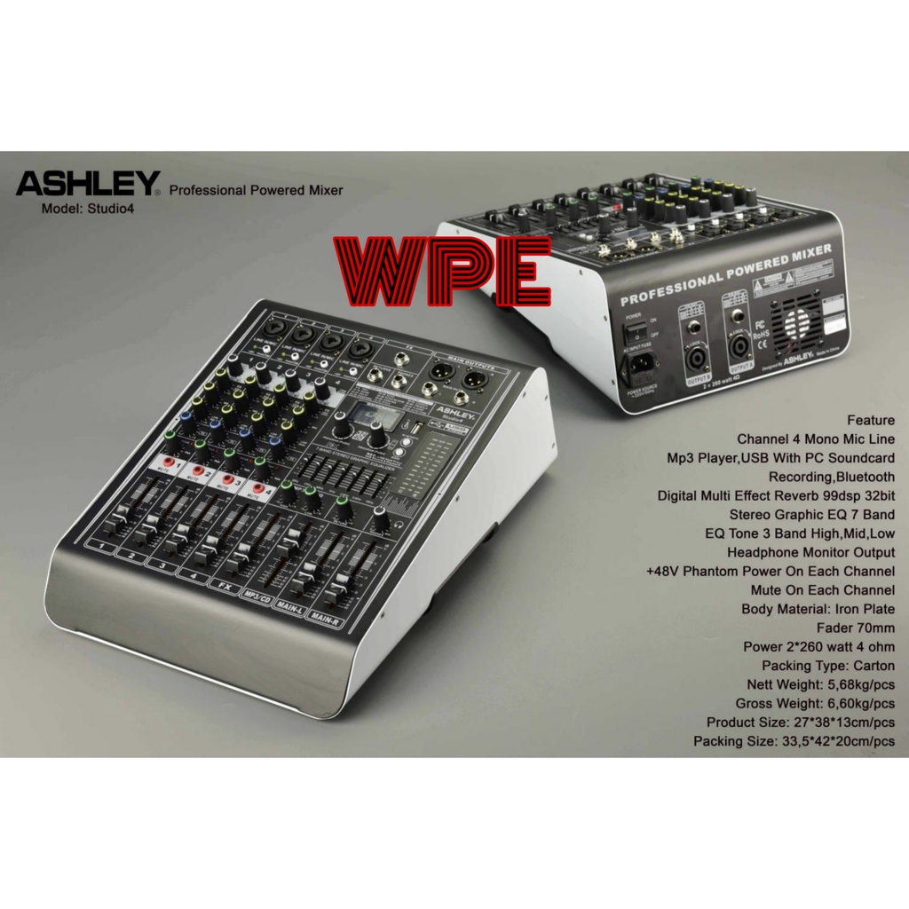 power mixer audio ashley studio4 studio 4 4channel new model original