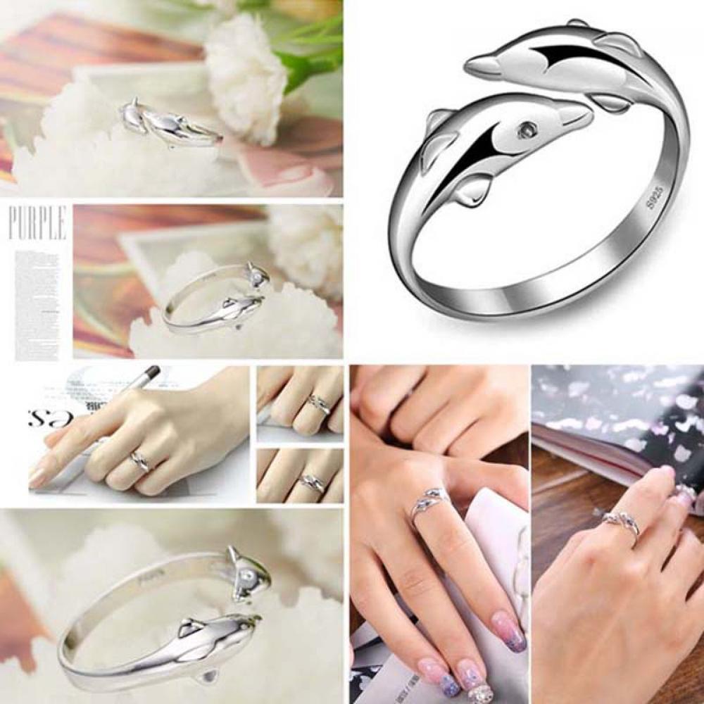 R-flower Dolphin Ring Terbaru Lucu Fashion Perak Lapis