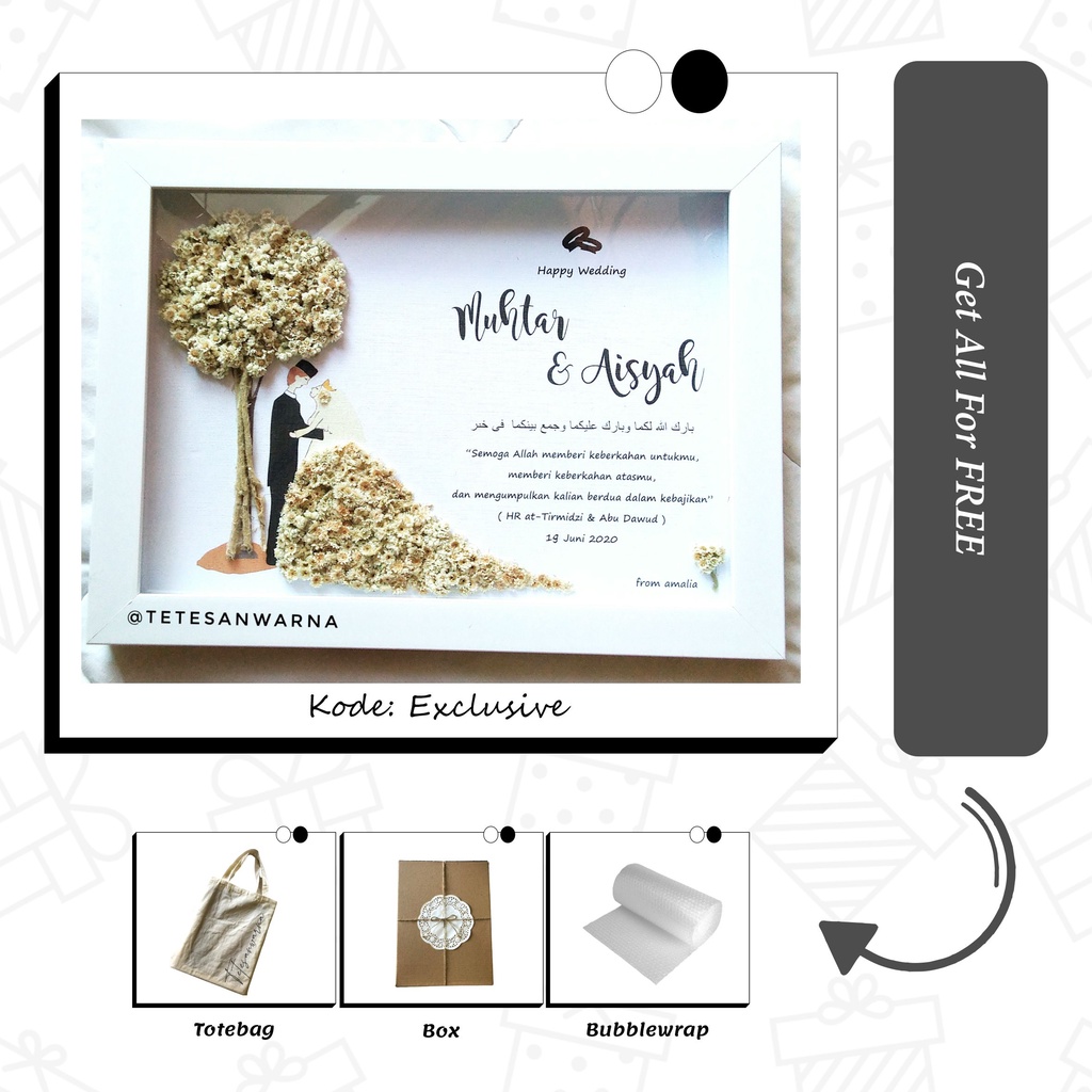 

A4 WEDDING GIFT PUTIH ( EXCLUSIVE ) / PAKAI FOTO / GIFT UNIK HANDMADE / KADO NIKAH