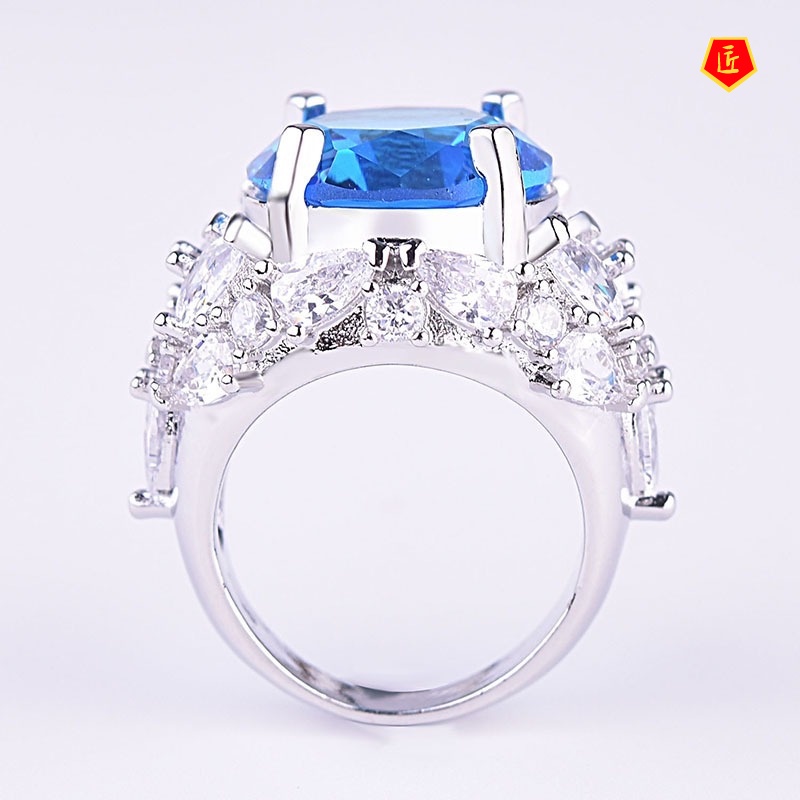 [Ready Stock]Sapphire Diamond Ring Ins Luxury Fashion