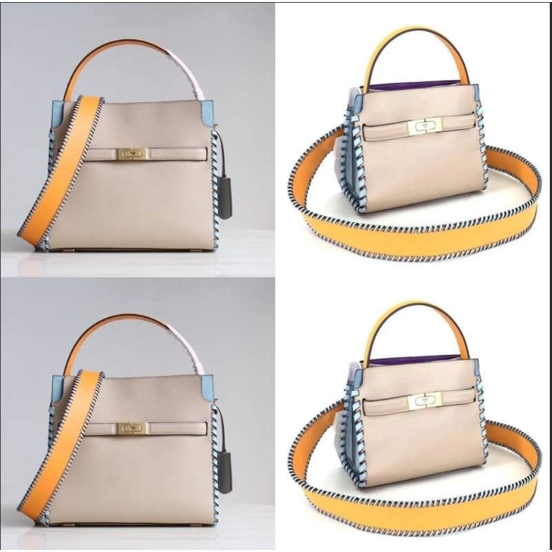 tory burch lee radziwill whipstitch double bag original 100% tb authentic