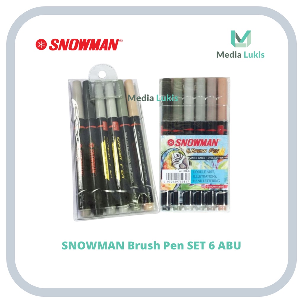 SNOWMAN Brush Pen SET 6 ABU