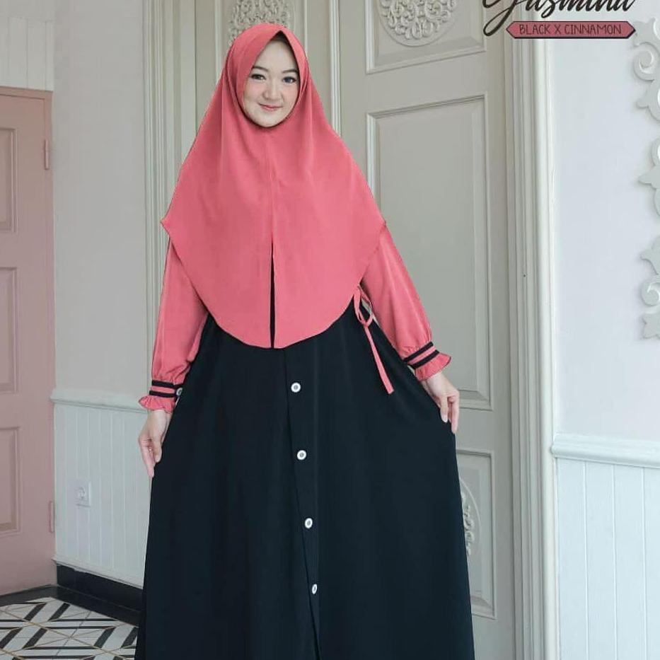 R67O ( S M L XL XXL XXXL 5L ) FASHION MUSLIM GAMIS JUMBO BUSUI | YASMINA SET SYARI + KHIMAR Terkini