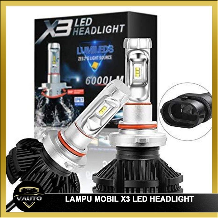 LED X3 Lampu LED Headlamp Mobil H4 3 Warna Soket H4