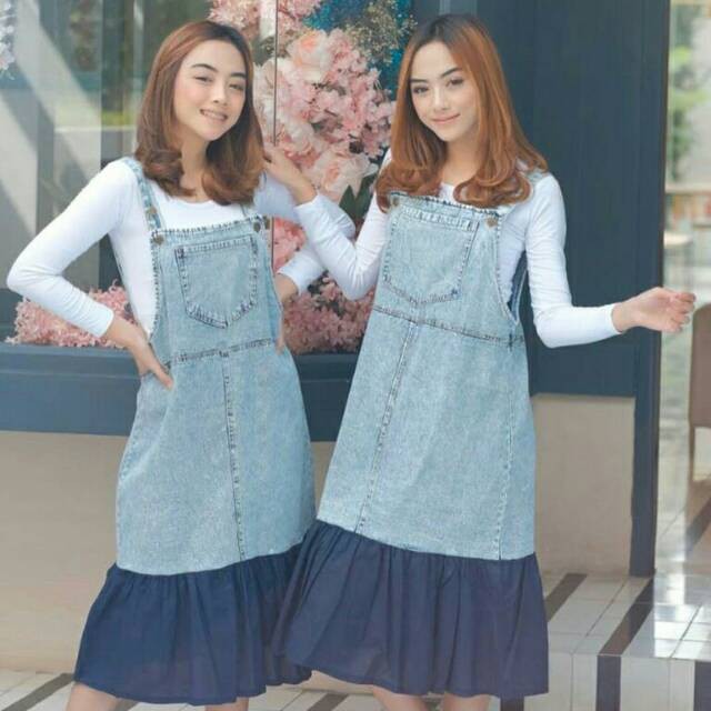 BUNY OVERALL | BUNNY OVERALL JEANS | MIDI OVERALL JEANS COMBI | OVERALL JEANS WANITA