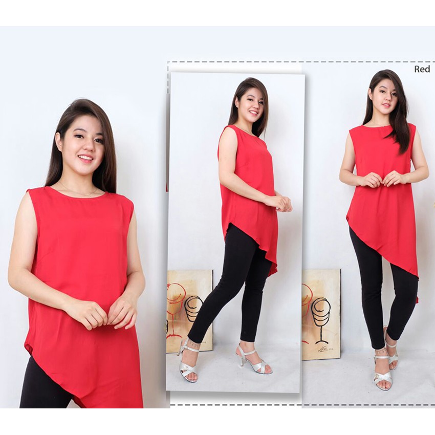 [Dress Gisel SW] dress wanita wolly crepe broken white dan merah