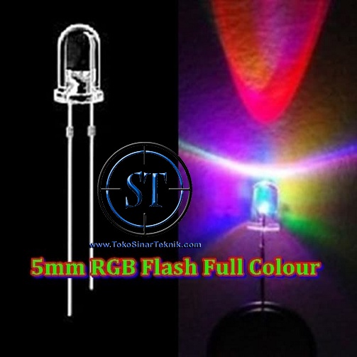 LED Putih = 3 Warna 5mm Disco Warna Warni Colourful Pelangi Reg Green Blue RGB