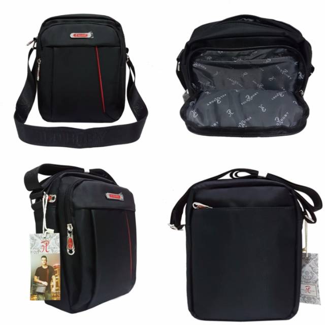 Polo Hoby Tas Selempang 9 Inchi 107-08 Polyester Nylon Import Original - Black