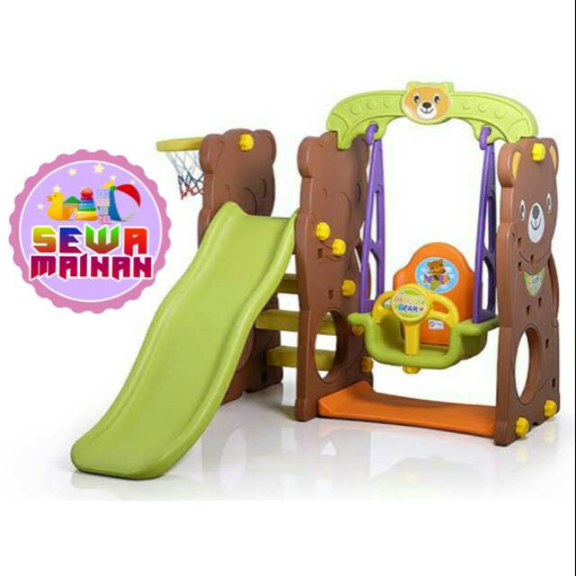 Bear Slide with Swing Tobebe / Prosotan dan Ayunan Anak / Perosotan Ayunan - Sewa Mainan Anak