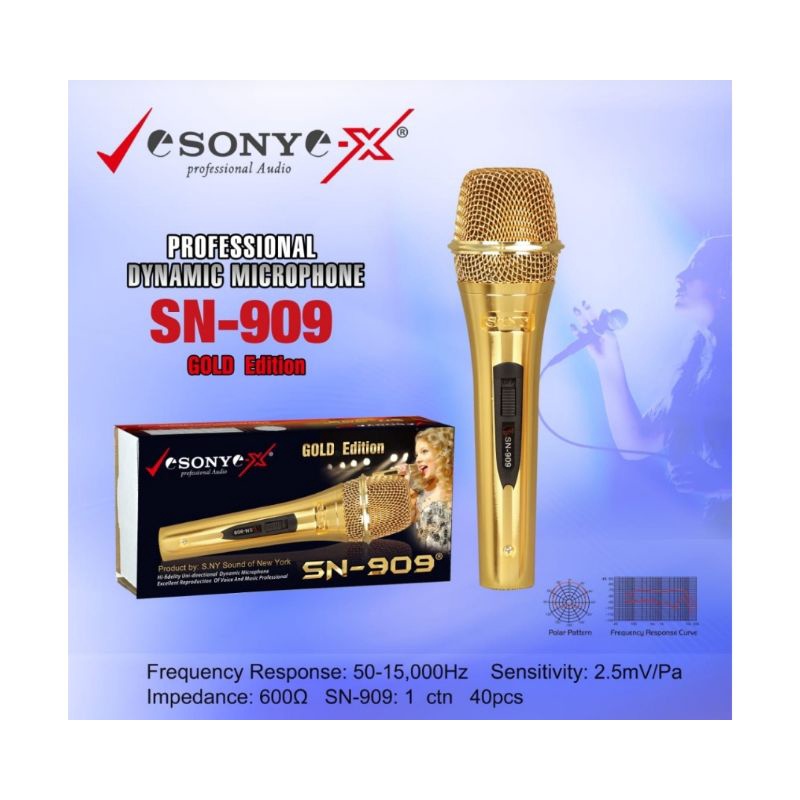 Microphone SONY 909 NEW GOLD Mic karaoke SONY SN 909