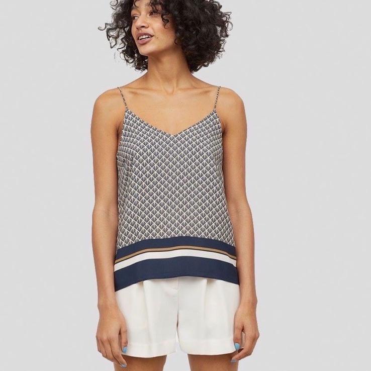 H&M Contemporary Satin Camisole Tank Top / Hnm Woman Sisa Export Jastip Spagetti Strap Batik Modern 