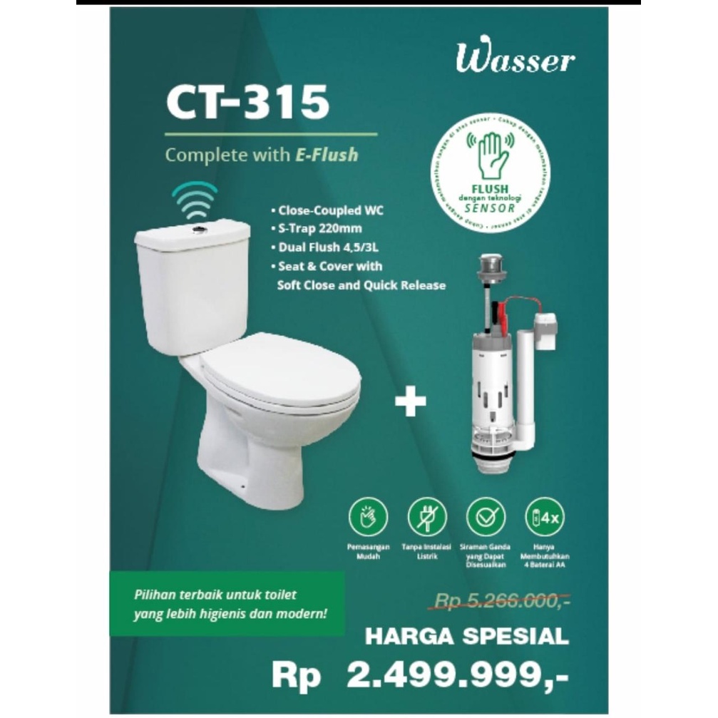 Closet WASSER Flush Sensor CT 315 Dual Flush 45/3L