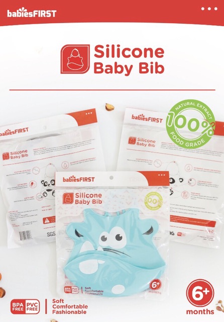 babiesFIRST SILICONE Baby BIB - Slaber / Slabber Karet Animal - Waterproof - Food Grade