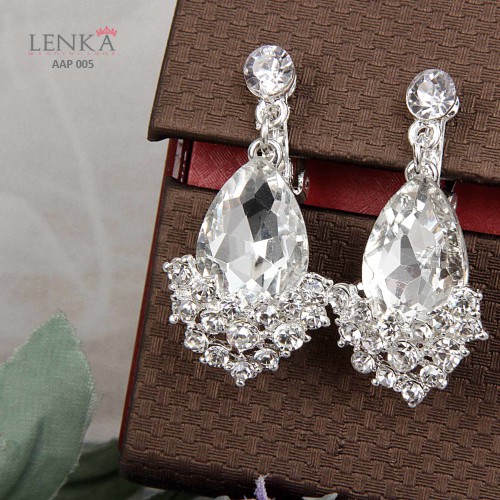 [SIAP KIRIM] AKSESORIS ANTING CRYSTAL PENGANTIN PESTA WEDDING MODERN AAP005