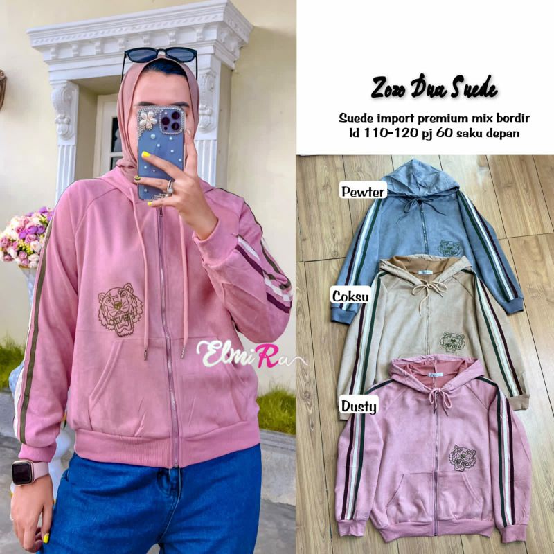 ZOZO DUA SUEDE BY ELMIRA (SWEATER MUSLIMAH) Sweater wanita rekomended