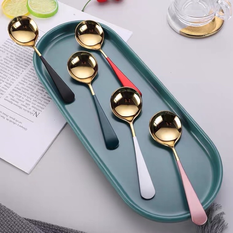 SENDOK BULAT KOREA SENDOK MAKAN SENDOK SUP / SOUP SPOON / DESSERT SPOON SENDOK STAINLESS STEEL