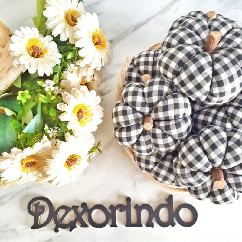 DEXORINDO - Pumpkin Artificial - Labu Artifisial Kotak - Properti Photo Labu Palsu dari Bahan Kain H