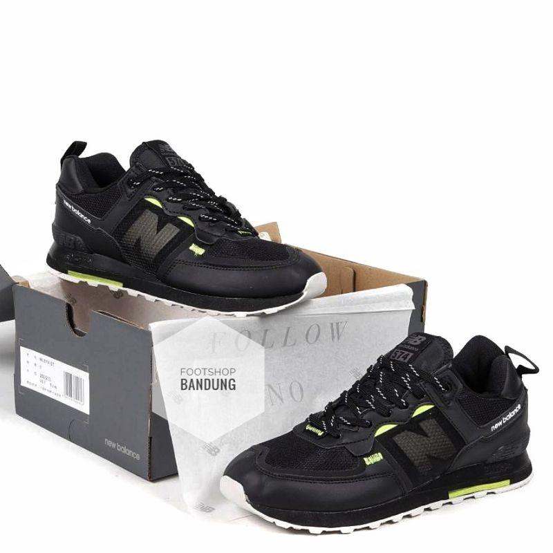 Sepatu Sneakers Kasual Casual Pria New Balance 574 S Sport Core Black Full Hitam Ukuran 39 - 44 BNIB Free Kaos kaki