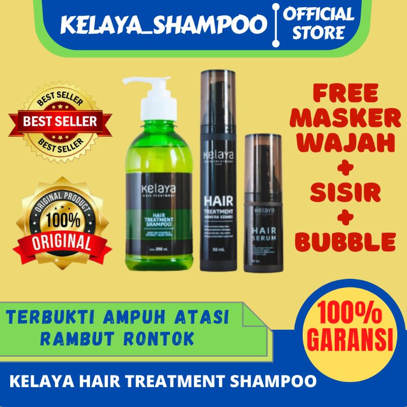 1 Paket Kelaya Hair Treatment Shampoo Sampo Kelaya Shampo Hair Serum dan Minyak Kemiri Kelaya Asli O