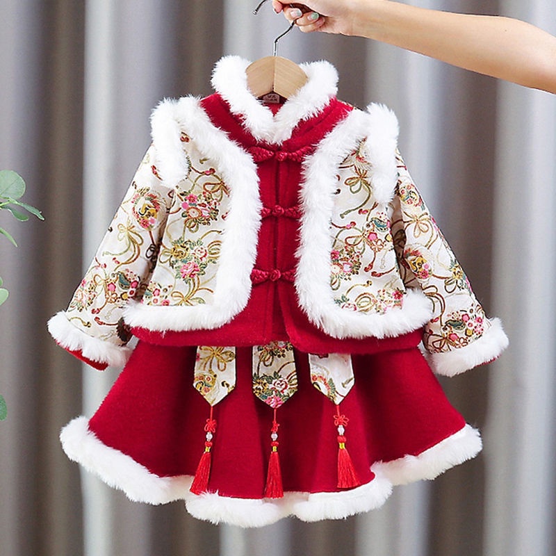 Girls' new year clothes thickened Chinese New Year clothes Tang clothes girls' new year clothes wint