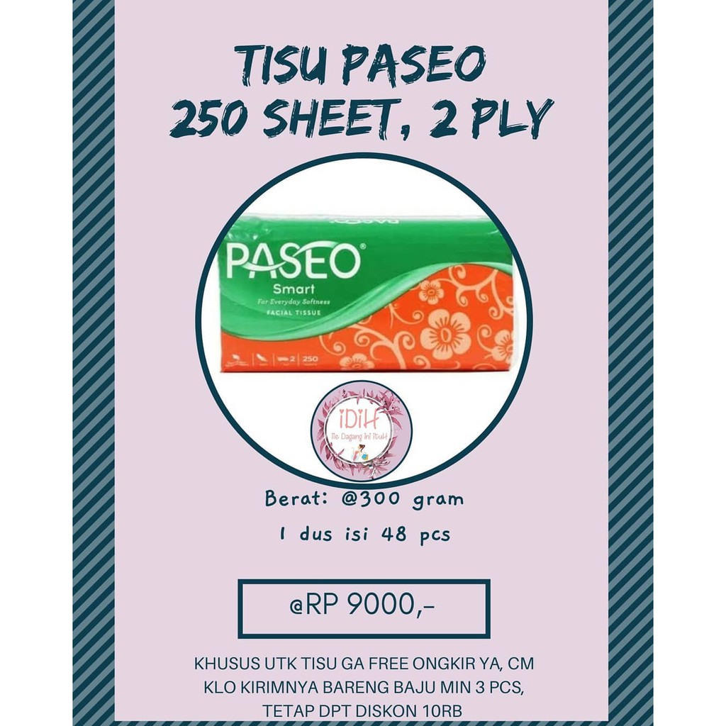 Tisu Paseo 250 sheet, 2 ply