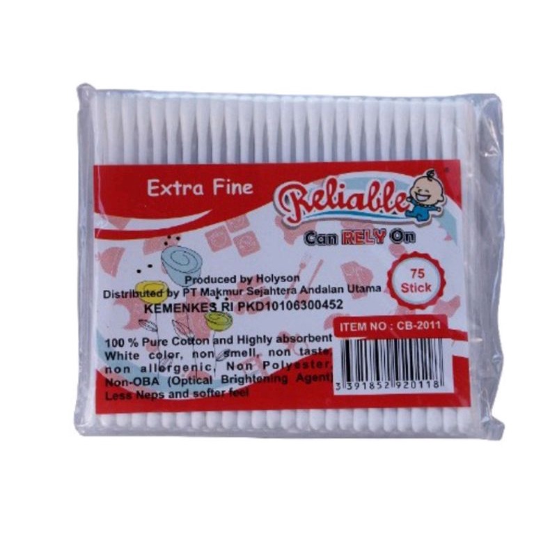 cotton bud baby / cotton bud bayi RELIABLE isi 75pc/pack , 100pc/pack