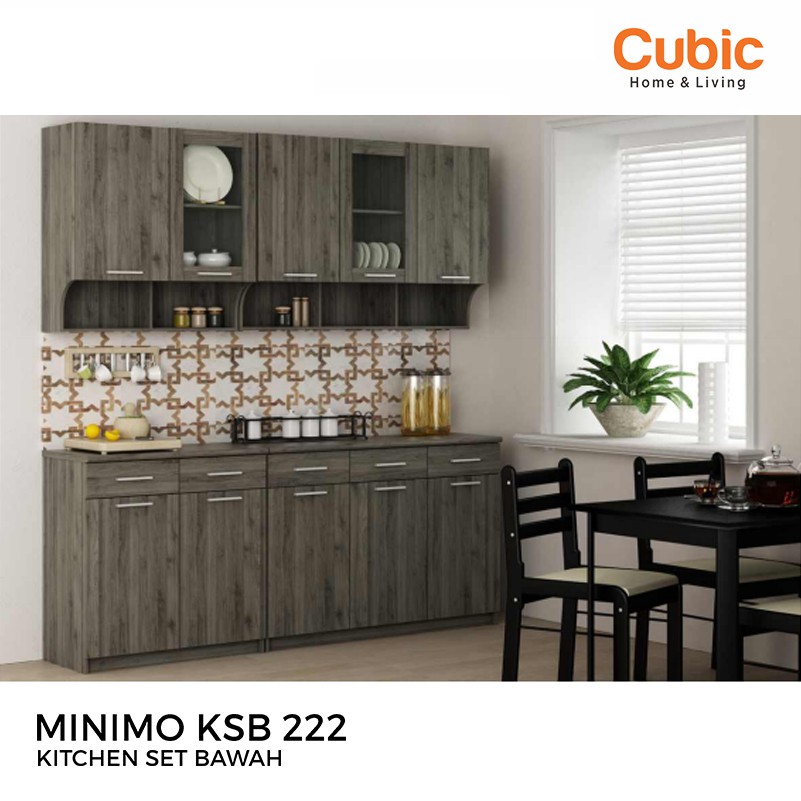 Cubic Kitchen Set Minimalis 2 Pintu / Rak Bawah Dapur / MINIMO KSB 222 - Motif Kayu