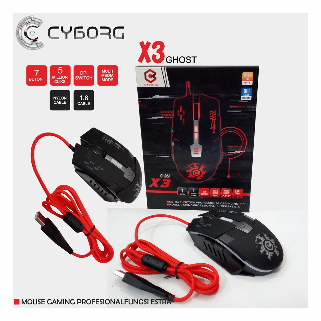 MOUSE 7D GAMING CYBORG X3 LIGHTING ( GHOST )