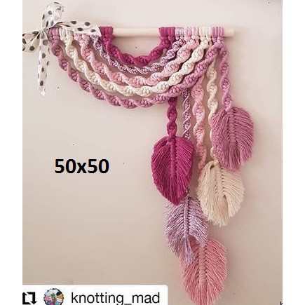 Macrame Hiasan Dinding Wall Hanging Pelangi Pink