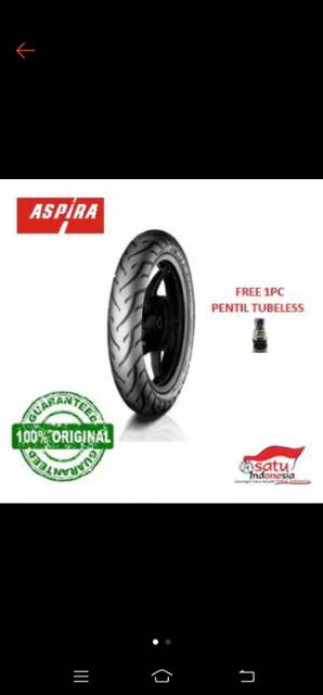 Ban Aspira Rave tubeless belakang UK.80/80-14 Yamaha Mio/Mio series/Xeon series