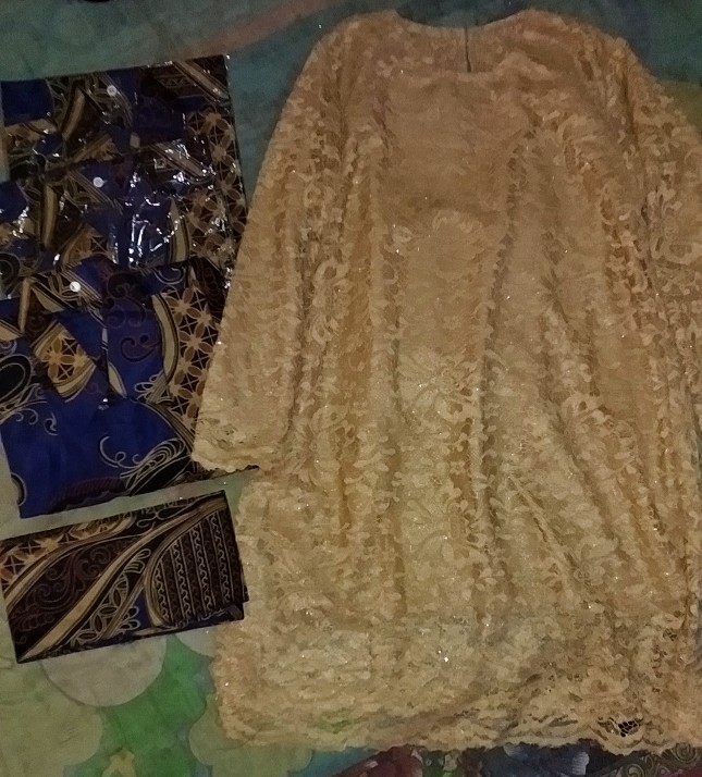 (new Lengkap 5 Warna - Ada Anak) Couple Batik Nyk Yurika Brokat Free Selendang Lengan Panjang