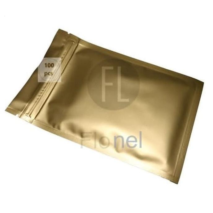 KEMASAN FOIL SACHET MATTE GOLD 7X10 CM- ZIP BAG / ZIPLOCK