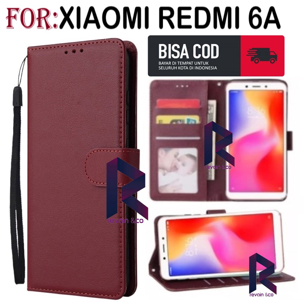 CASE XIAOMI REDMI 6A FLIP WALLET LEATHER KULIT PREMIUM SARUNG BUKA TUTUP KESING HP FLIP CASE REDMI 6A