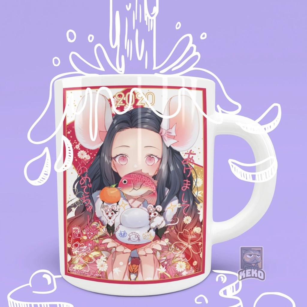 Gelas Gambar Karakter Anime Nezuko Cute Kawaii