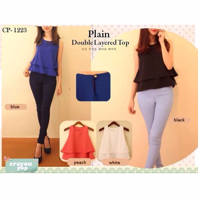 

promo PLAIN DOUBLE LAYER TOP MERK CRAYON POP murah kualitas bagus