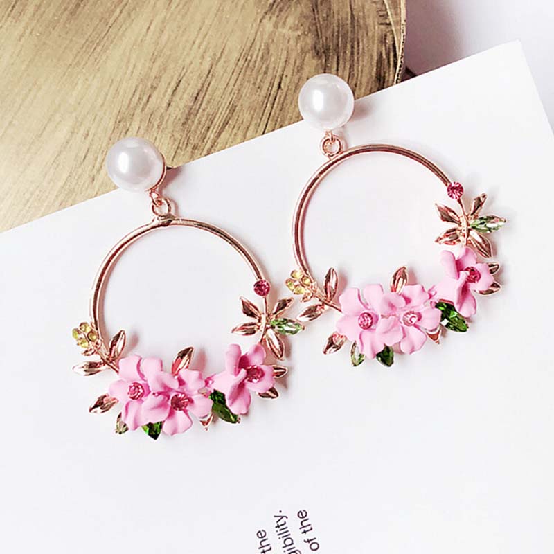 Anting Tusuk Gantung Desain Bunga Untuk Wanita