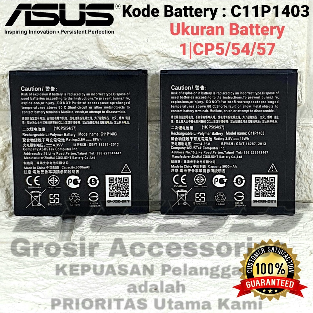 Baterai ASUS Zenfone 4S , A450CG , T00Q , C11P1403 Battery Original