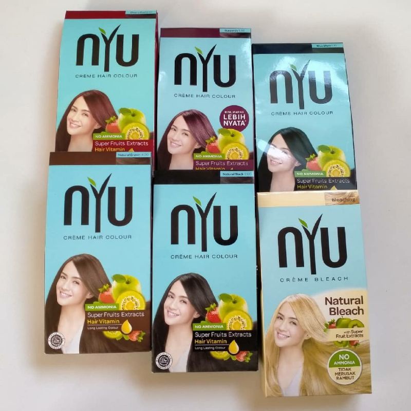 Jual Nyu Creme Hair Colour Cat Pewarna Rambut Alami Kotak Saset Indonesia Shopee Indonesia