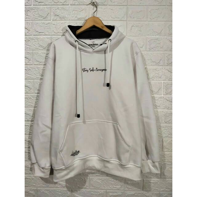 Hoodie ph switer jaket pria wanita merk kachios simple text warna putih