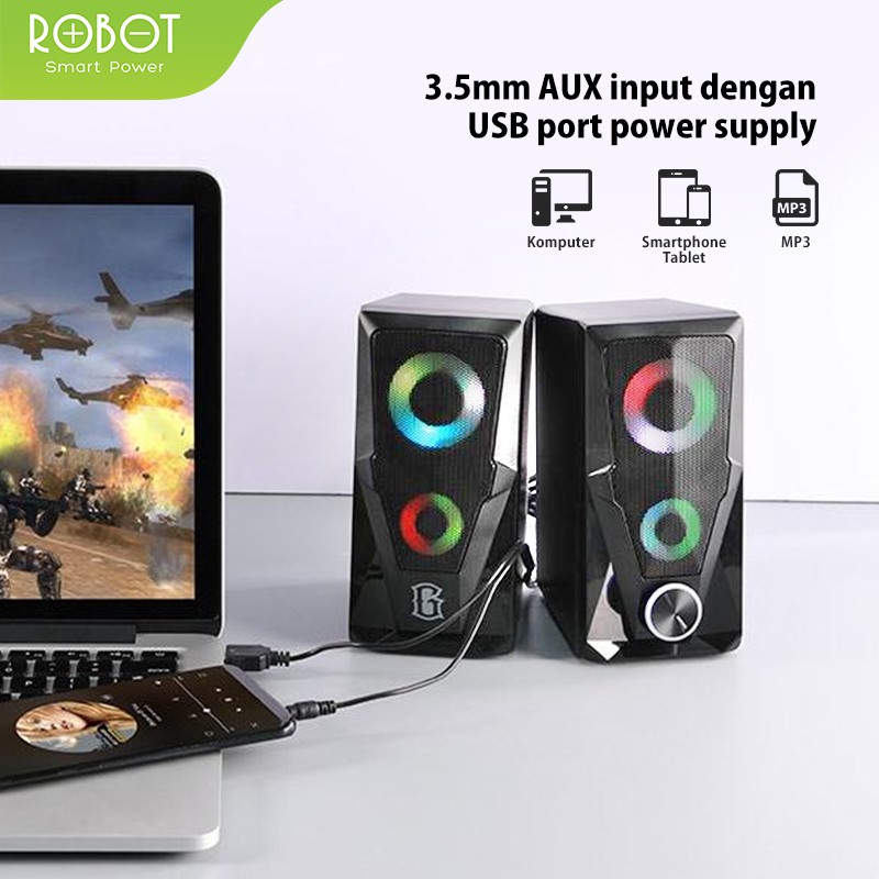 ROBOT Speaker USB RS200 Multimedia Portable Music Speaker Gaming - Garansi 1 Tahun