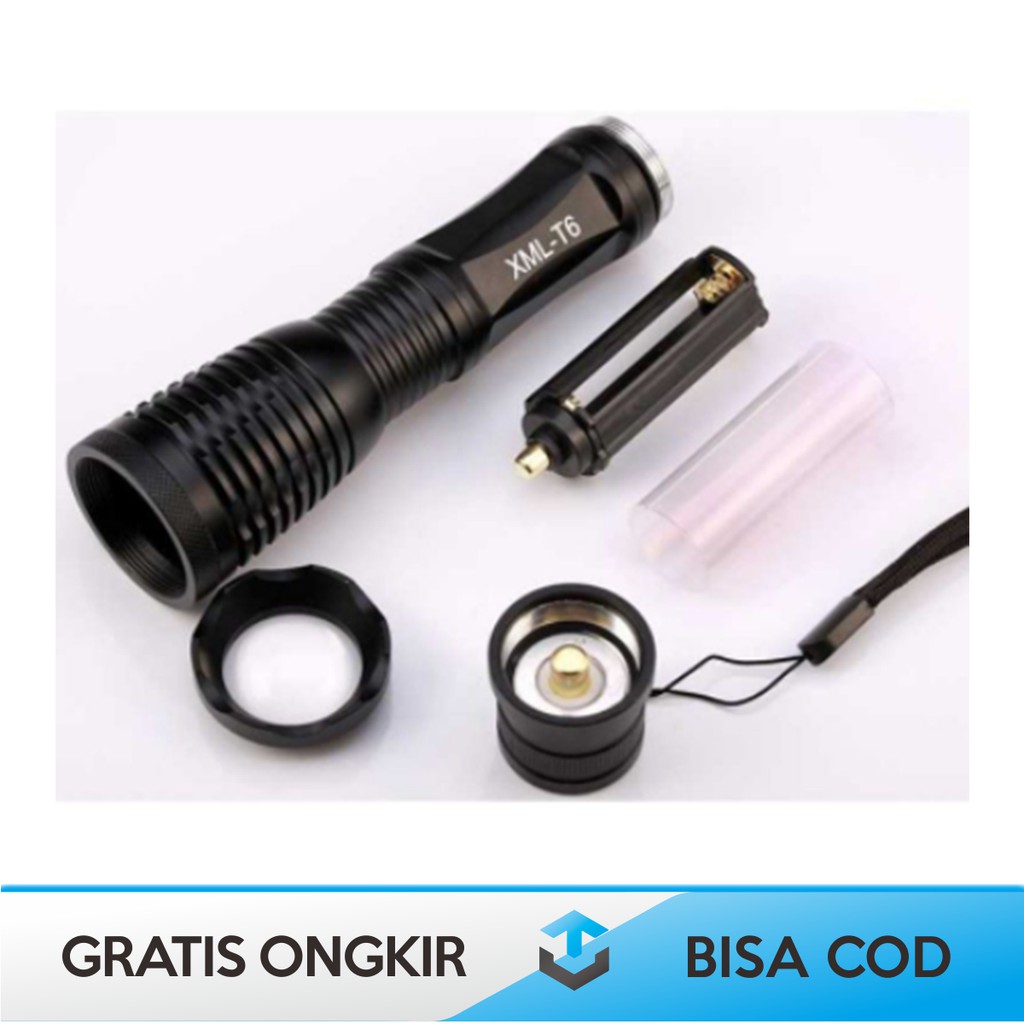 PAKET SENTER SWAT POLICE ORIGINAL TAFFLED XML- T6 LENGKAP LED SUPER TERANG 8000 LUMENS TACTICAL CREE