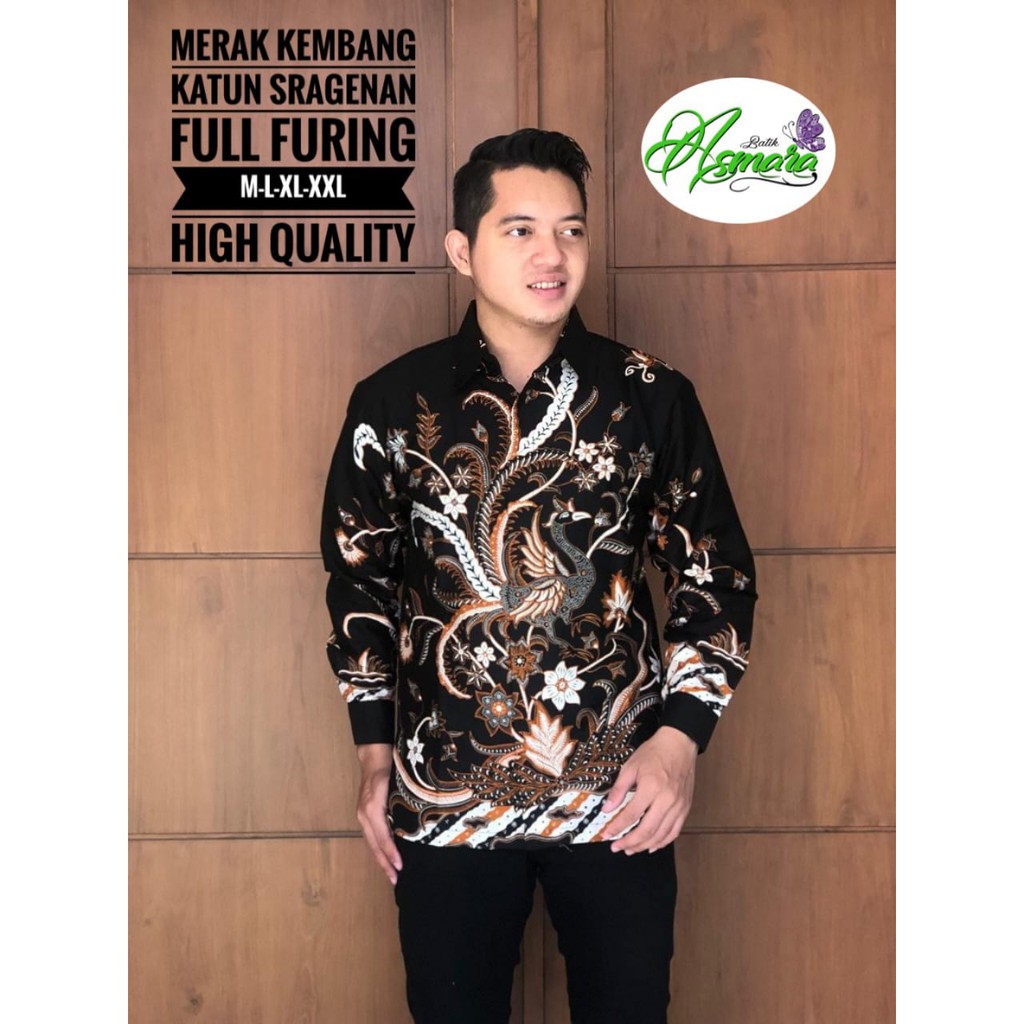 MERAK KEMBANG Kemeja Batik Pria Lengan Panjang Katun Halus FULL FURING Asmara