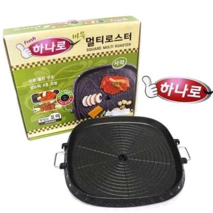 SQUARE KOREAN BBQ GRILL BARBEQUE BULGOGI MULTI ROASTER NON STICK ANTI LENGKET BAHAN TEFLON TEBAL