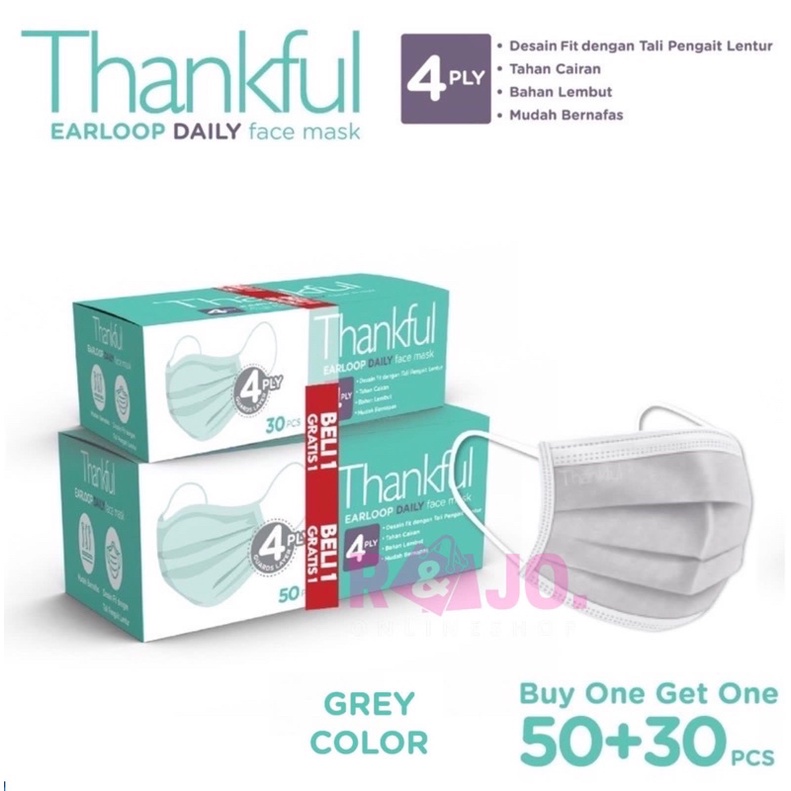 Masker Thankful Earloop Bundle 50+30 Daily Mask