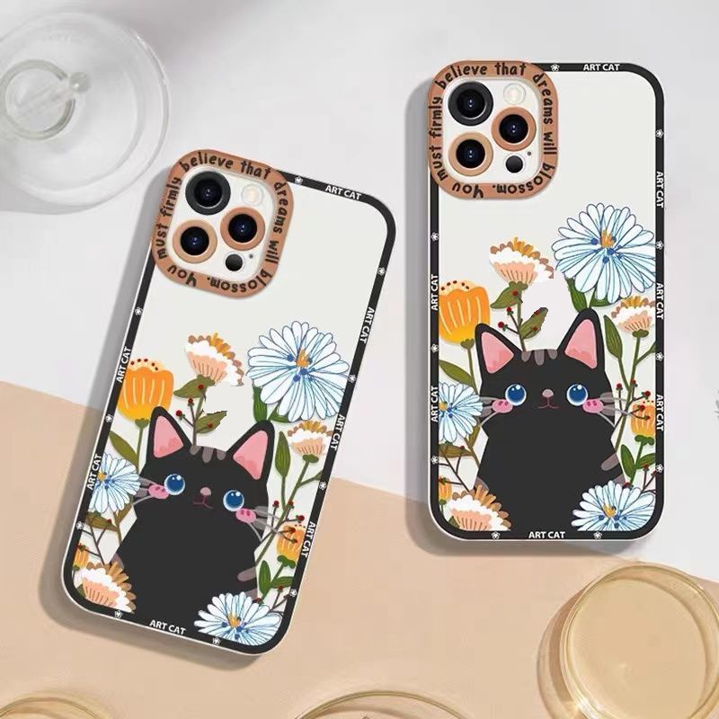 Soft Case Silikon TPU Transparan Shockproof Motif Bunga Untuk IPhone 14 13 12 11 Pro XS Max X XR 8 7 6 6S Plus